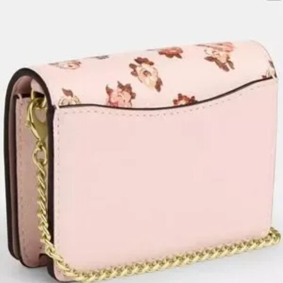 COACH Mini Wallet on Chain with Rosette Print - Mini Coach Bag - Rose Pink - NWT - Picture 2 of 8